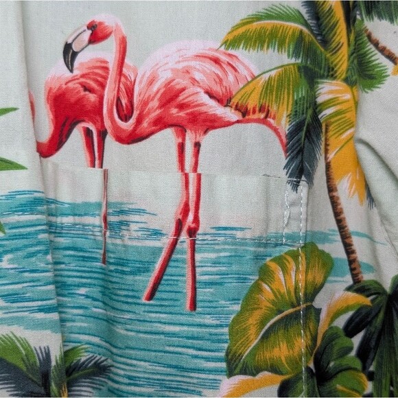 VTG Pacific Legend Hawaiian Shirt Medium Flamingo Floral Made in Hawaii Aloha - Picture 6 of 7